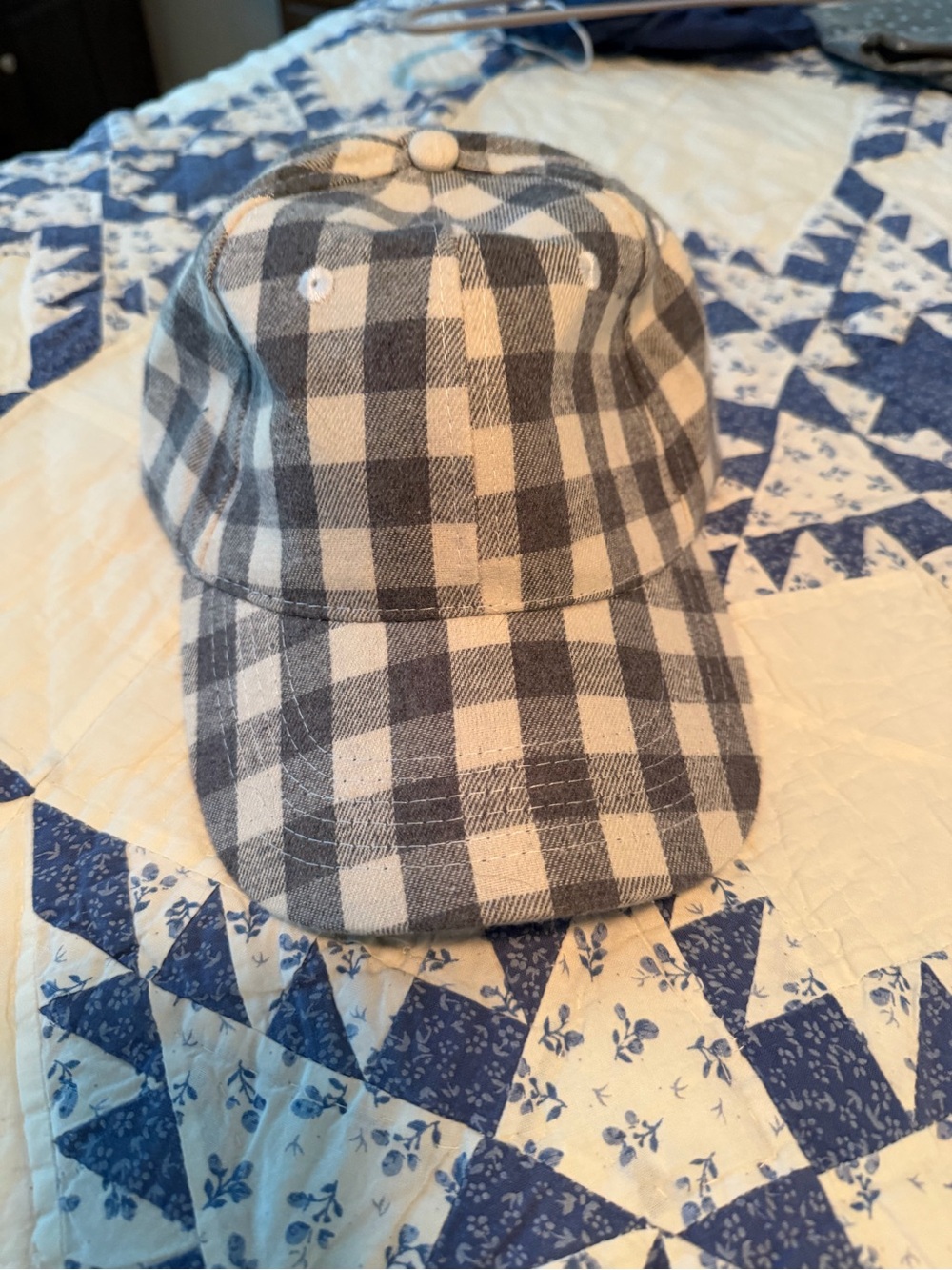 Gray and White Plaid Baseball Cap - Unbranded